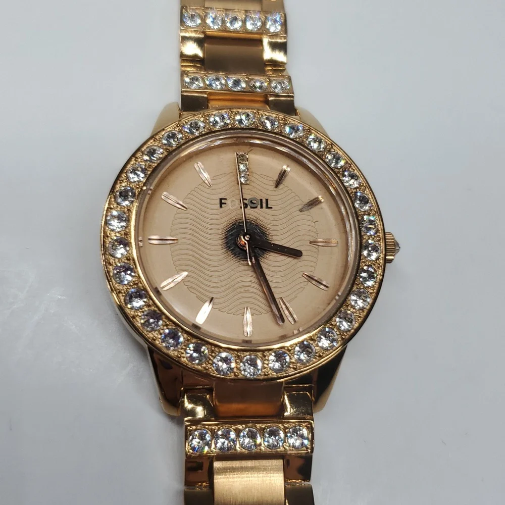 Fossil Watch ES3020 Jesse Rose Gold Stainless Steel Crystal Bezel Watch Parts